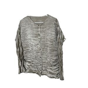 Babette Crinkle Textured Button Up Long Sleeve Top Blouse Size Medium